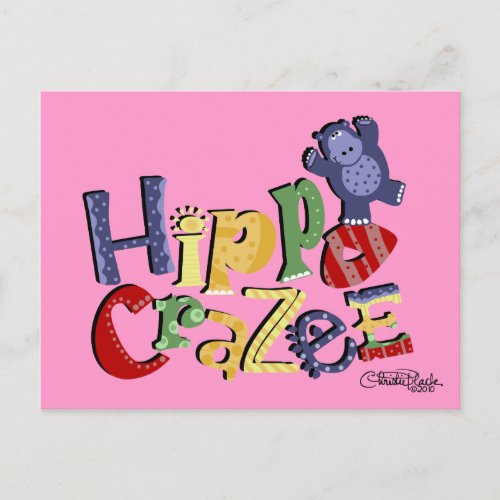 Hippo Crazee on light colors Postcard