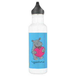 Hippo Cute Kids Valentine's Day Stainless Steel Water Bottle