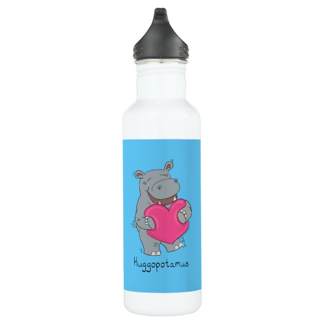 Hippo Cute Kids Valentine's Day Stainless Steel Water Bottle (Right)