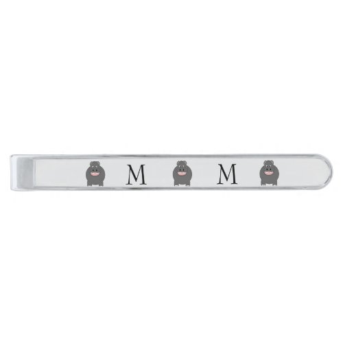 Hippo Design Monogrammed Silver Finish Tie Bar