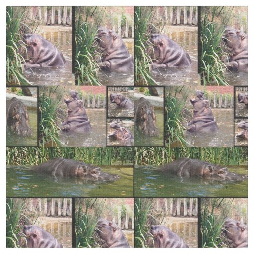 Hippo Determination Photo Collage, Fabric