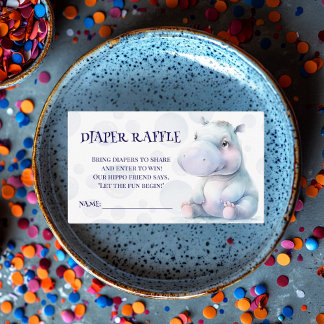 Hippo Diaper Raffle Baby Shower  Enclosure Card