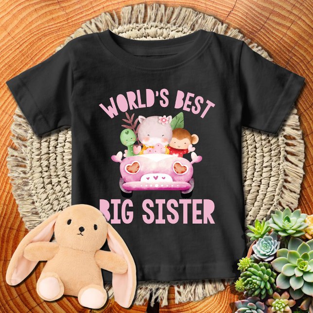 Hippo, Dino, Monkey | World's Best Big Sister Baby T-Shirt (Creator Uploaded)