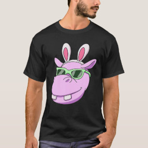 Hippo Easter Bunny Rabbit Ears Sunglasses T-Shirt