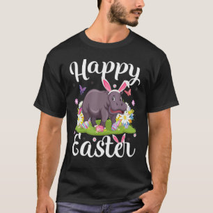 Hippo Easter Egg Hunting Floral Hippopotamus Easte T-Shirt