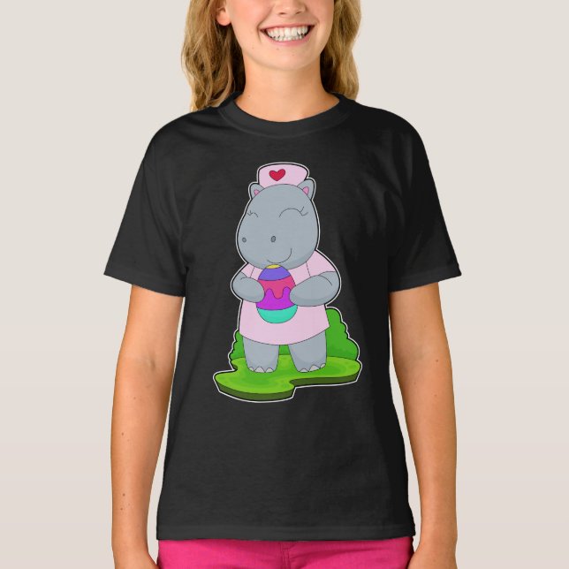 Hippo Easter Nurse T-Shirt (Front)