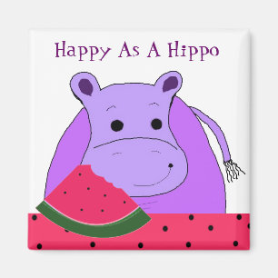 Hippo Eating Watermelon Magnet