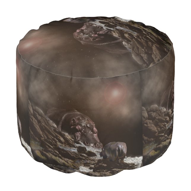 Hippo Enchanting Evening, Pouffe Pouf (Angled Front)