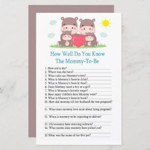 Hippo family How well do you know baby shower game
