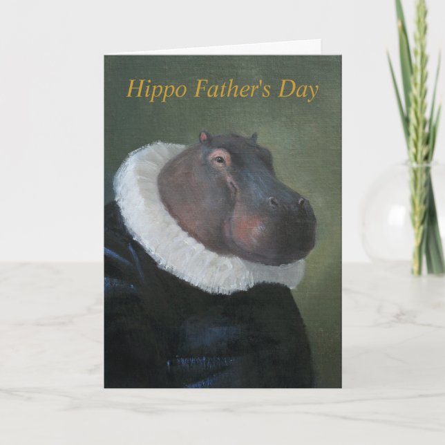 Hippo Father's Day Greeting Card (Front)