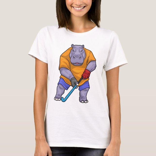 Hippo Field hockey Field hockey stick Sports T-Shirt (Front)