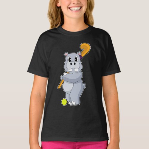 Hippo Field hockey Hockey stick T_Shirt