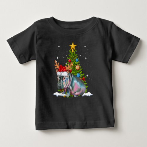 Hippo Fiona Christmas Tree Hippopotamus Baby T_Shirt