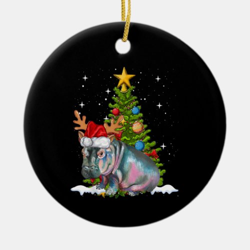 Hippo Fiona Christmas Tree Hippopotamus Ceramic Ornament