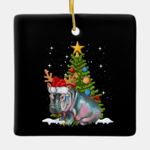 Hippo Fiona Christmas Tree Hippopotamus Ceramic Ornament