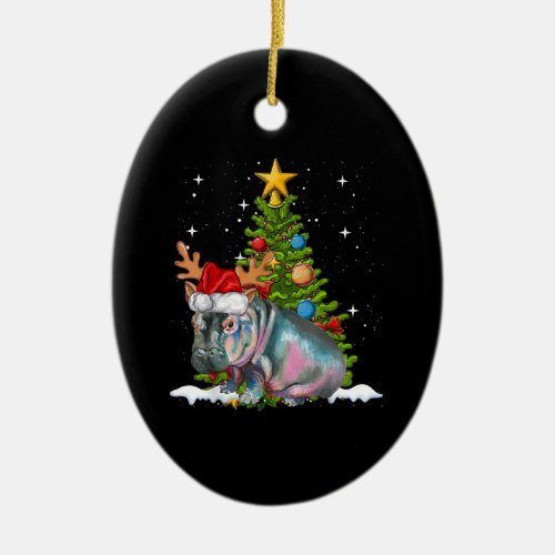 Hippo Fiona Christmas Tree Hippopotamus Ceramic Ornament