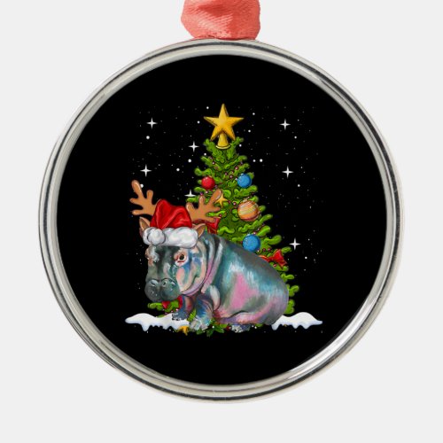 Hippo Fiona Christmas Tree Hippopotamus Metal Ornament