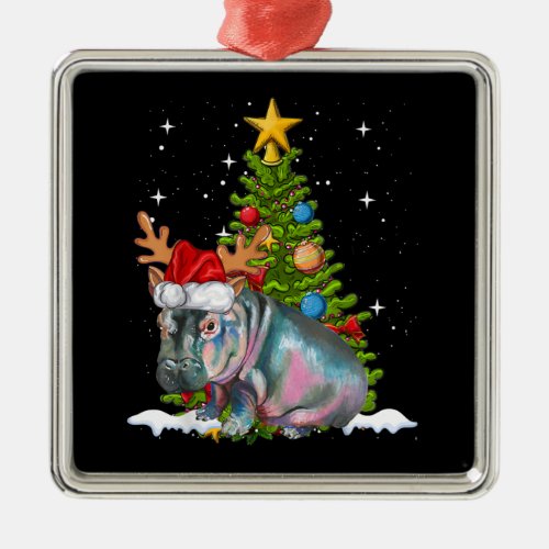 Hippo Fiona Christmas Tree Hippopotamus Metal Ornament