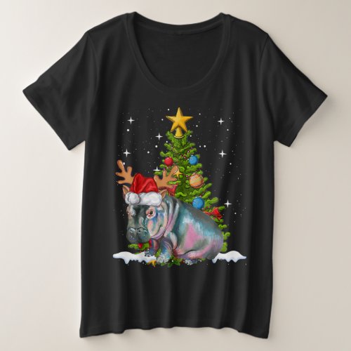 Hippo Fiona Christmas Tree Hippopotamus Plus Size T_Shirt