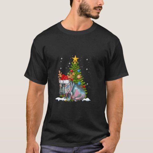 Hippo Fiona Christmas Tree Hippopotamus  T_Shirt