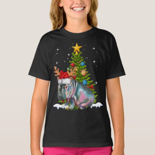 Hippo Fiona Christmas Tree Hippopotamus T_Shirt