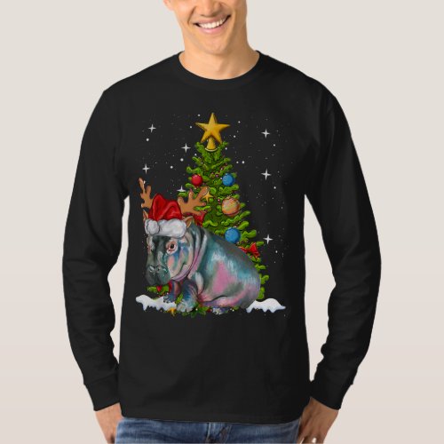 Hippo Fiona Christmas Tree Hippopotamus T_Shirt