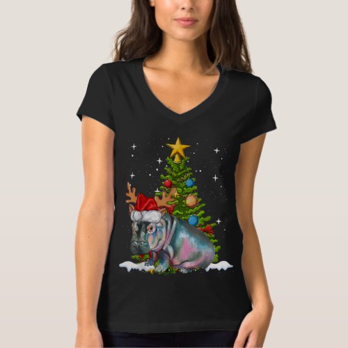 Hippo Fiona Christmas Tree Hippopotamus T_Shirt