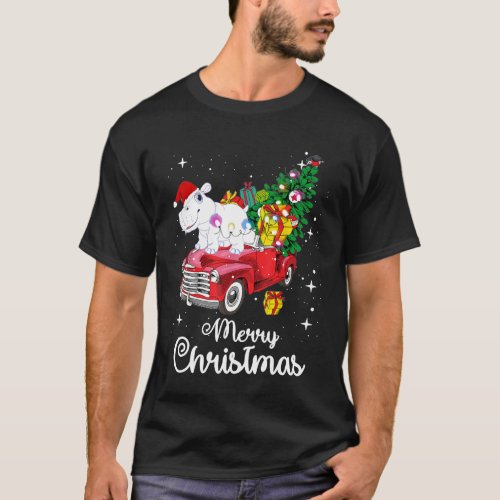 Hippo Fiona Ride Red Truck Christmas Pajama T_Shir T_Shirt