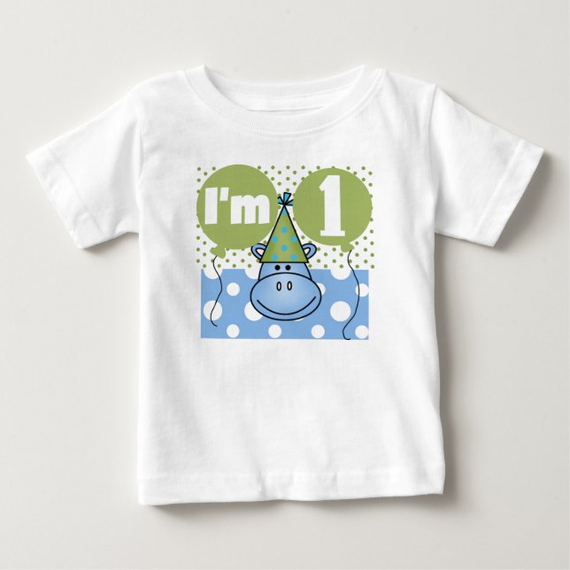 Hippo First Birthday Baby T-Shirt (Front)