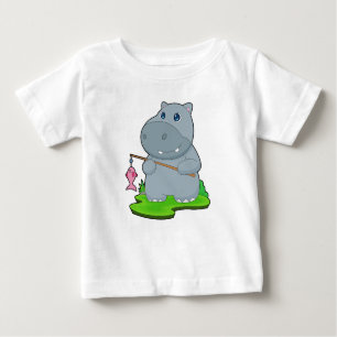 Hippo Fisher Fish Fishing Baby T-Shirt