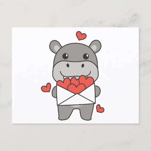  Hippo For Valentines Day Cute Animals Heart  Postcard
