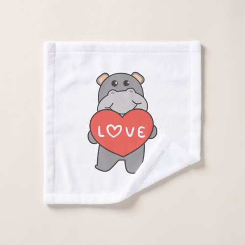 Hippo For Valentines Day Cute Animals With Hearts Wash Cloth