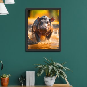 Hippo Framed Art