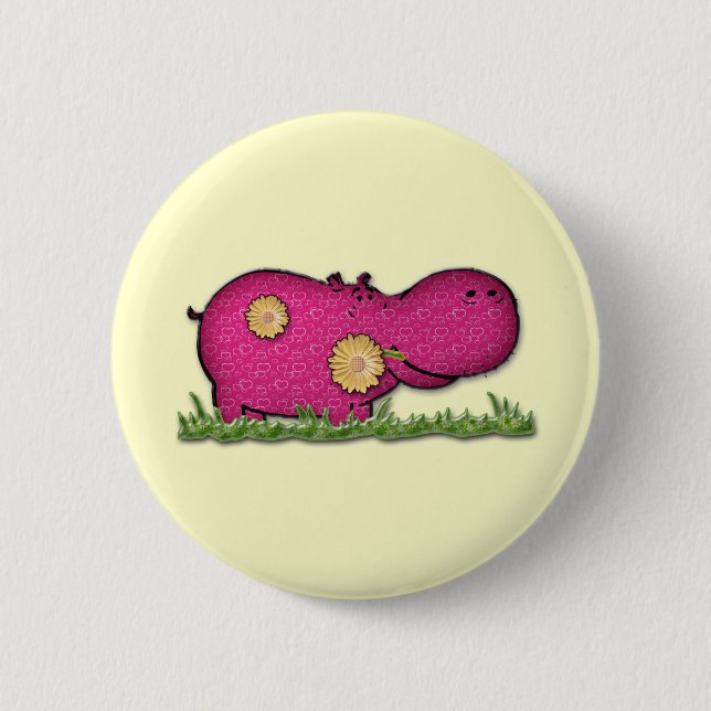 hippo fun pinback button (Front)