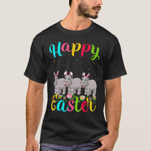 Hippo Funny Easter Egg Bunny Hippopotamus Happy T-Shirt