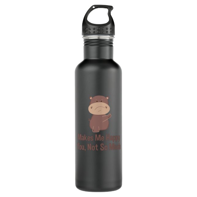 Hippo Funny Stainless Steel Water Bottle (Front)