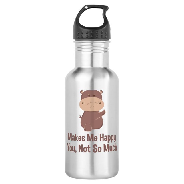 Hippo Funny Stainless Steel Water Bottle (Front)