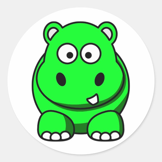 Hippo Green Classic Round Sticker (Front)