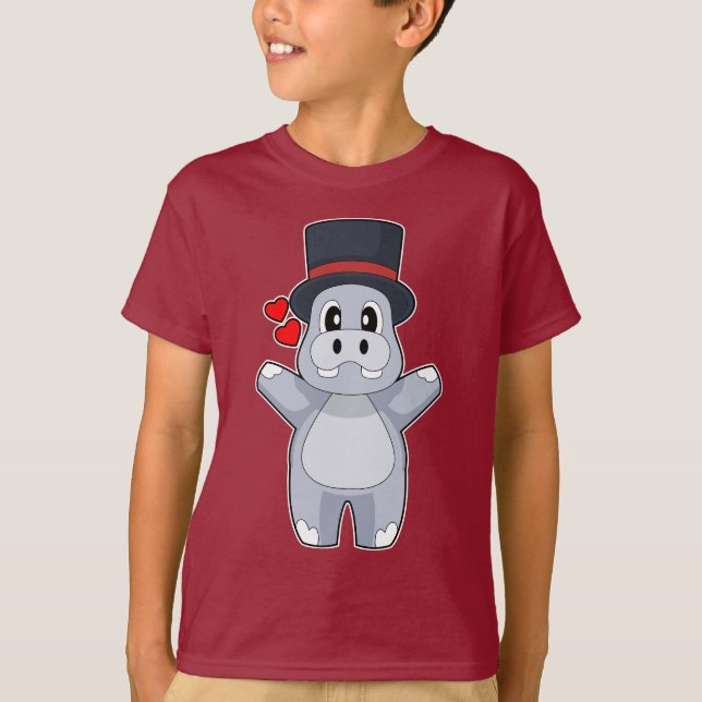 Hippo Groom Cylinder Wedding T-Shirt (Front)