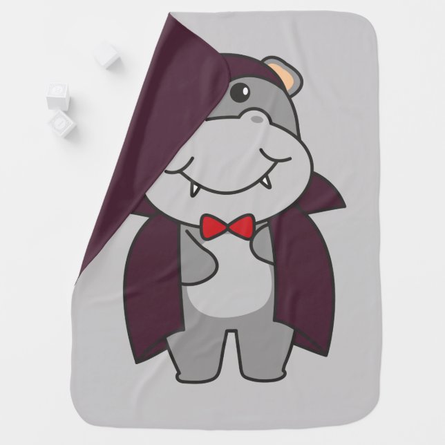 Hippo Halloween Cute Devil Vampire Costume Baby Bl Baby Blanket (In Situ)
