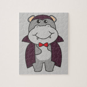 Hippo Halloween Cute Devil Vampire Costume Jigsaw Jigsaw Puzzle