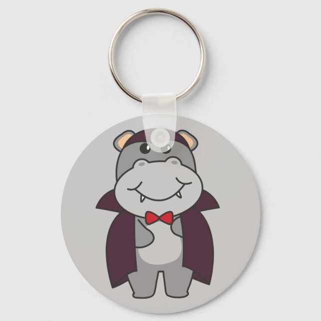 Hippo Halloween Cute Devil Vampire Costume Keychai Keychain (Front)