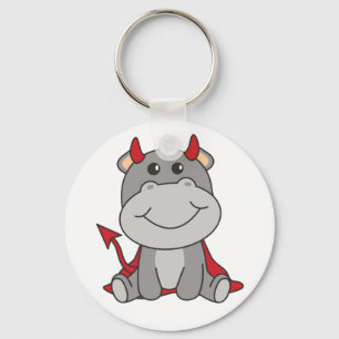 Hippo Halloween Cute Devil Witch Costume Keychain