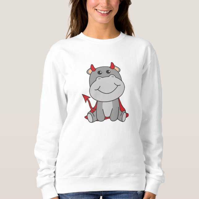Hippo Halloween Cute Devil Witch Costume Sweatshirt (Front)