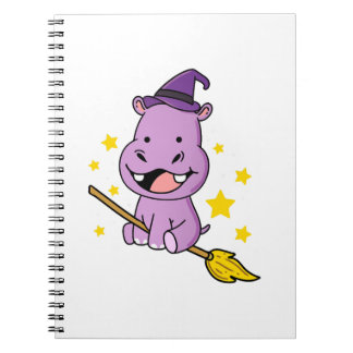 Hippo Halloween Witch For Halloween Notebook
