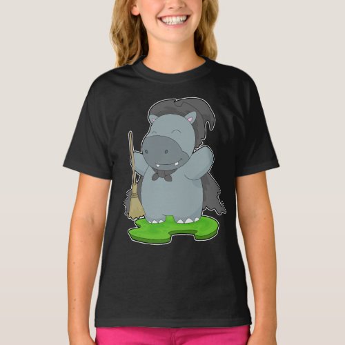 Hippo Halloween Witch T_Shirt