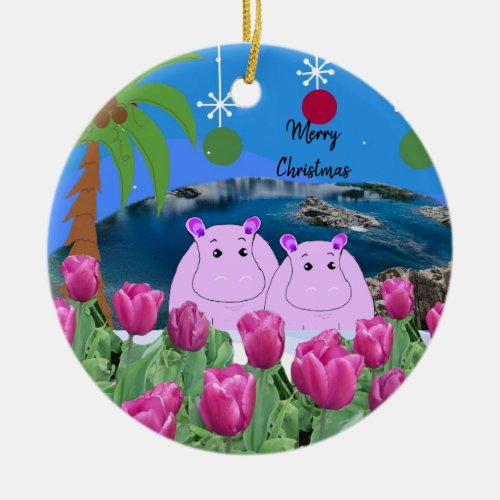 Hippo Happiness Christmas Ornament