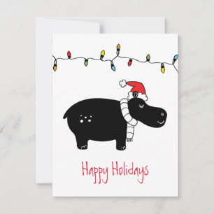 Hippo Happy Holidays— Cute Christmas Card