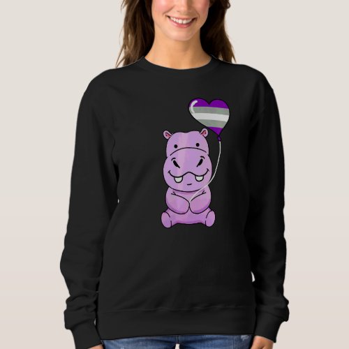 Hippo Heart Balloon Greysexual Pride Sweatshirt