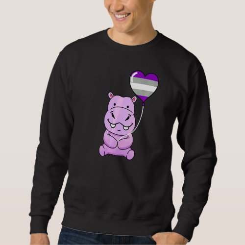 Hippo Heart Balloon Greysexual Pride Sweatshirt